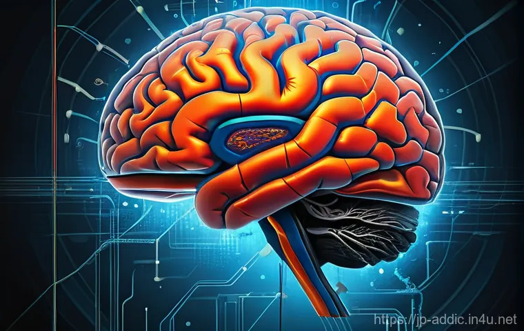 마약 중독 후 뇌 재활 - Image Prompt 1: The Deep Scars of Addiction on the Brain**